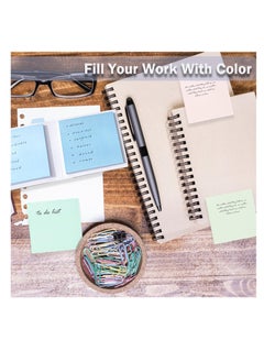 Excefore Colorful Collapsible Sticky Notes, 2 Pack 4 Pads of 3"x3" Vibrant Colors Tear Away Sticky Pads, Ideal for Office, School, and Home, 120 Sheets Per Pack, Blue Series  - Image 5