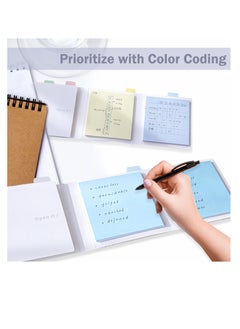 Excefore Colorful Collapsible Sticky Notes, 2 Pack 4 Pads of 3"x3" Vibrant Colors Tear Away Sticky Pads, Ideal for Office, School, and Home, 120 Sheets Per Pack, Blue Series  - Image 4