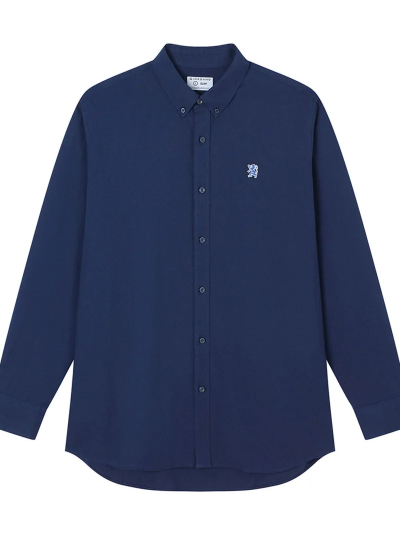 GIORDANO  Men’s Cotton Slim Oxford Shirt with Embroidery for Men | Best Price UAE