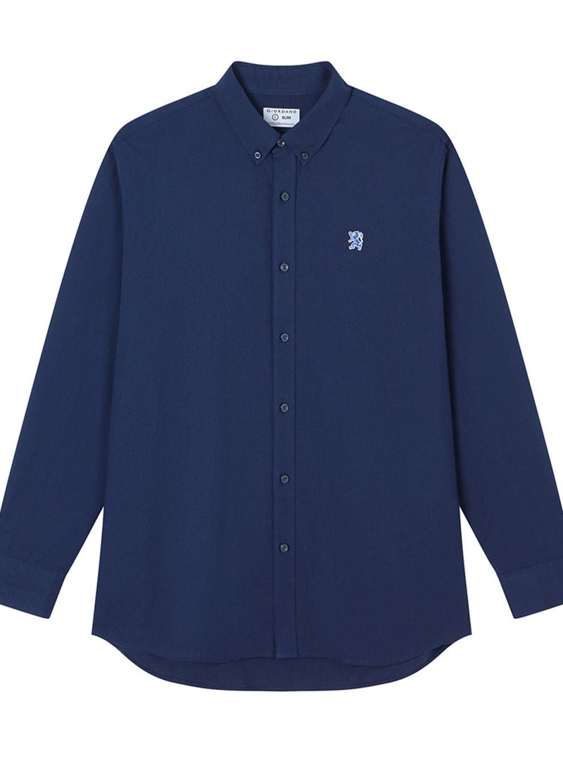GIORDANO Men’s Cotton Slim Oxford Shirt with Embroidery - Image 3