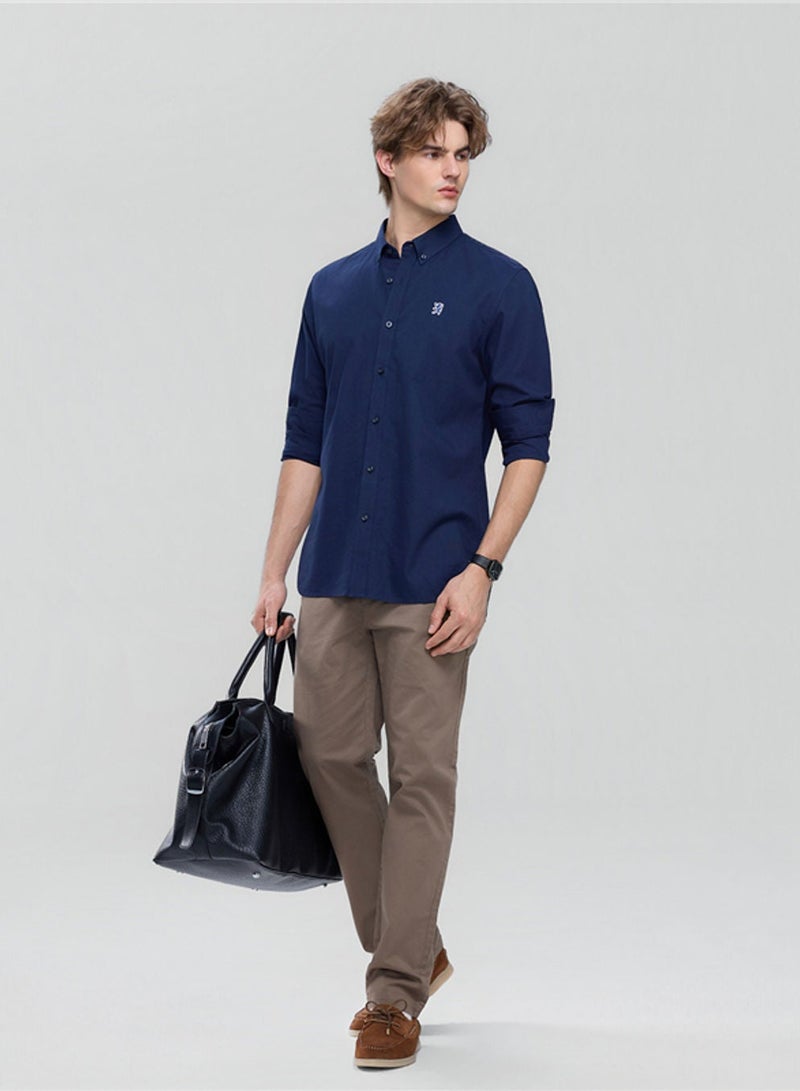 GIORDANO Men’s Cotton Slim Oxford Shirt with Embroidery - Image 2