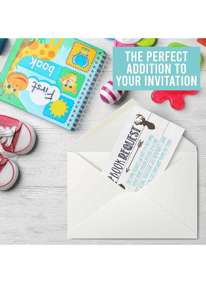 Hadley Designs 25 Books For Baby Shower Request Cards - Deer Baby Shower Invitation Inserts, Book Request Baby Shower Guest Book Alternative, Bring A Book Instead Of A Card, Baby Shower Book Request For Boys  - Image 4