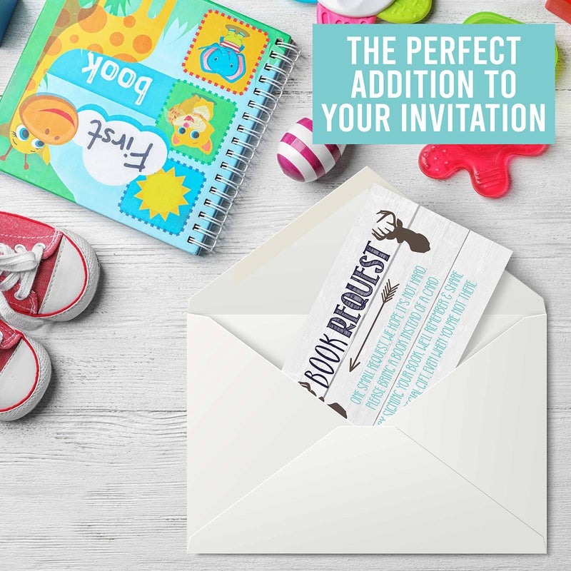 Hadley Designs 25 Books For Baby Shower-Deer Baby Shower Invitation Inserts, Book Request Baby Shower Guest Book Alternative, Bring A Book Instead Of A Card, Baby Shower Book Request For Boys - Image 4