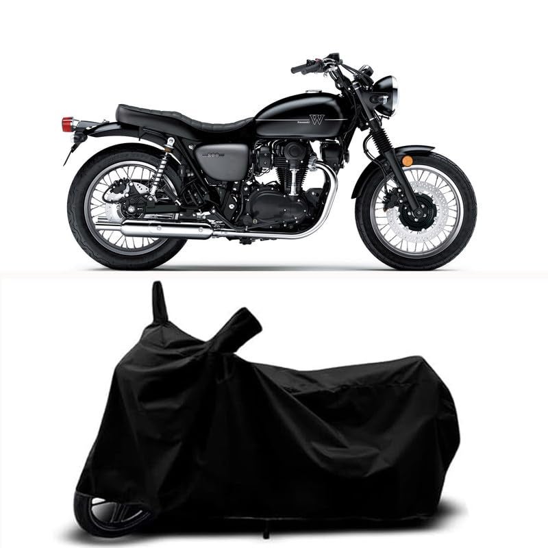 RABABLI Bike Body Cover Compatible with KawasaW800 with All Variants Scratch-Proof, Buckle Belt – Rain, UV & Dust Resistant Windproof & All-Weather Shield (Black Color) - Image 1