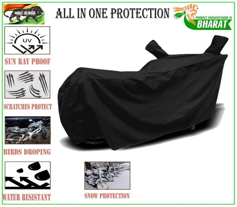 RABABLI Bike Body Cover Compatible with KawasaW800 with All Variants Scratch-Proof, Buckle Belt – Rain, UV & Dust Resistant Windproof & All-Weather Shield (Black Color) - Image 2