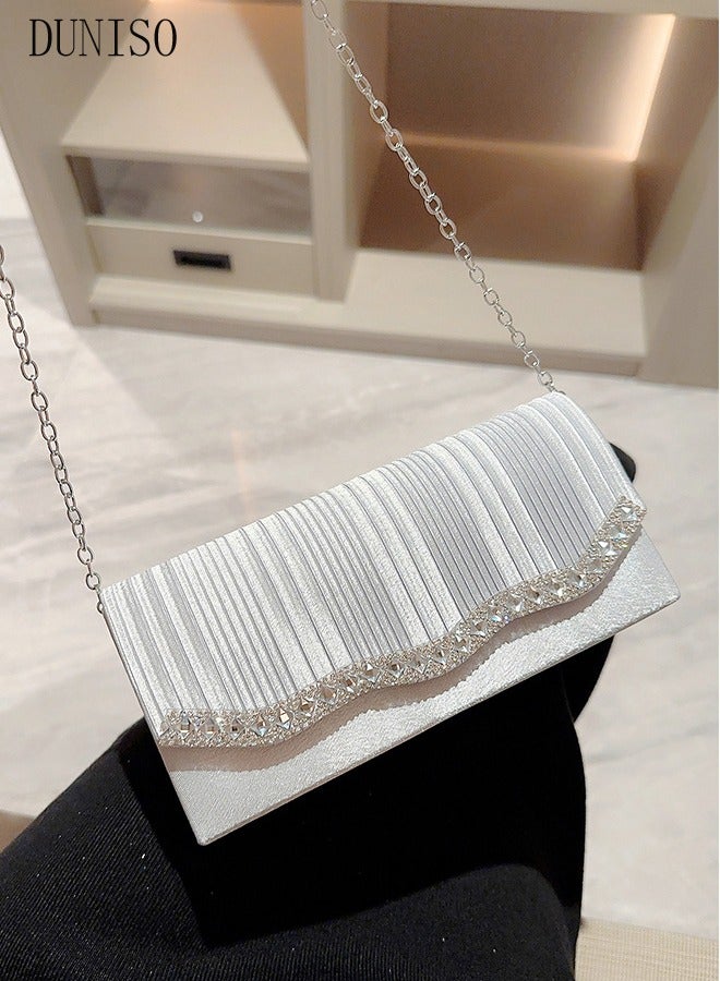 DUNISO Women Shiny Glitter Evening Clutch Bag Envelope Handbag Chain Purse Bag Crossbody Bag for Wedding Formal Cocktail Party  - Image 5