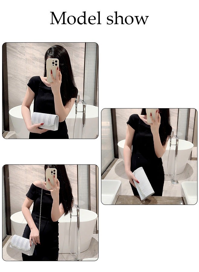 DUNISO Women Shiny Glitter Evening Clutch Bag Envelope Handbag Chain Purse Bag Crossbody Bag for Wedding Formal Cocktail Party  - Image 3
