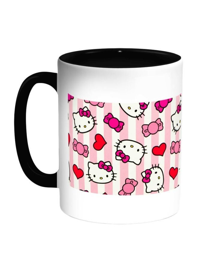 Hello Kitty Printed Coffee Mug Black/White/Pink 325ml