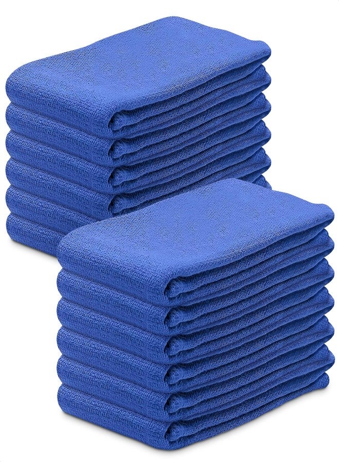 Reluen 12 Pack Blue Cotton Rags - 24" x 16.5" Reusable Shop Towels for Kitchen, Bar, or Dish Use - Bulk Cloths for Wiping and Polishing - Image 1