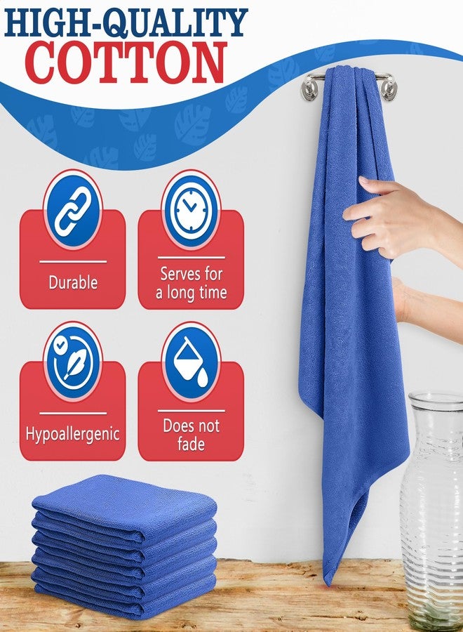 Reluen 12 Pack Blue Cotton Rags - 24" x 16.5" Reusable Shop Towels for Kitchen, Bar, or Dish Use - Bulk Cloths for Wiping and Polishing - Image 3