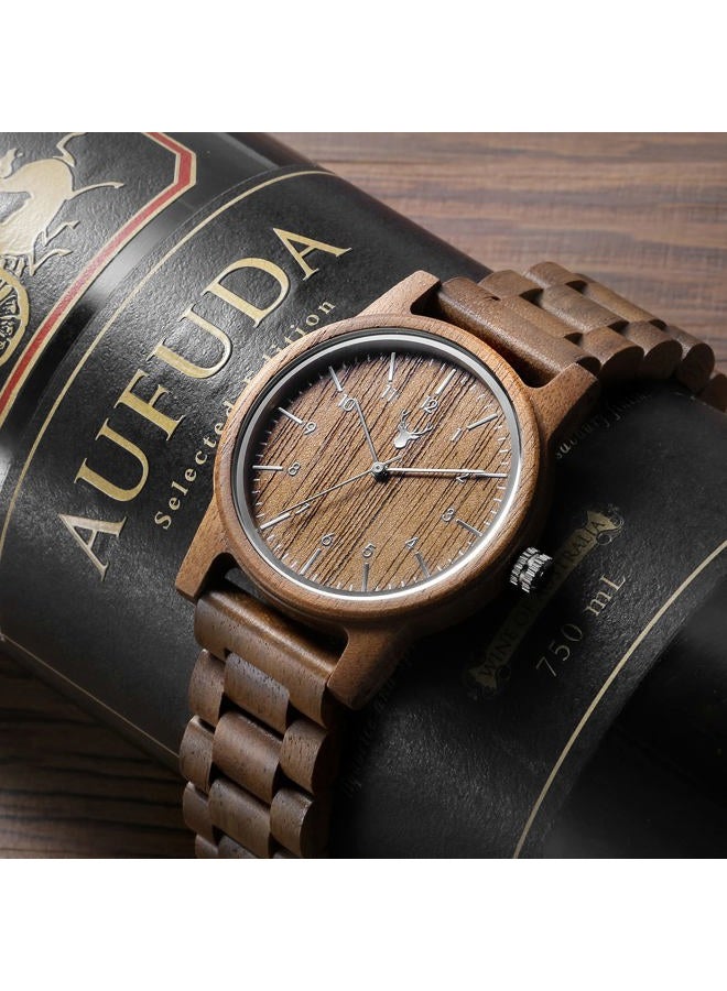 LEEEV Wooden Watches Uwood Series 40mm Unisex Handmade Natural Wooden Watch with Gift Box and Adjustable Band, ev-tan, Unique wooden clock - Image 2