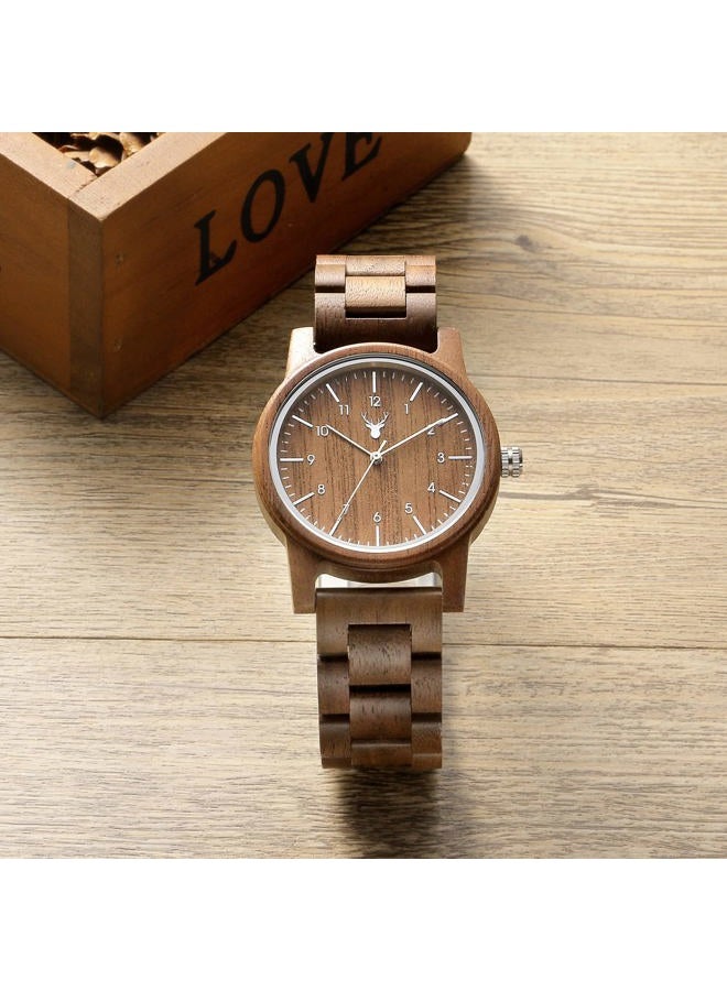 LEEEV Wooden Watches Uwood Series 40mm Unisex Handmade Natural Wooden Watch with Gift Box and Adjustable Band, ev-tan, Unique wooden clock - Image 3