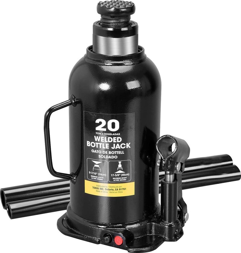 Torin 20 Ton Hydraulic Welded Heavy Duty Bottle Jack, AT92003BB, Black - Image 1