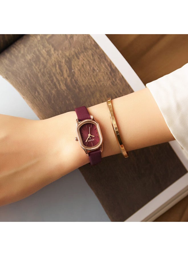 Julius Women'S Fashion Trend Square Simple Temperament Student Quartz Waterproof Ladies Watch Burgundy Ja-1112D - Image 2