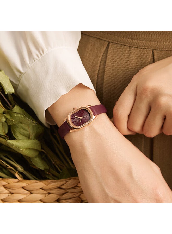 Julius Women'S Fashion Trend Square Simple Temperament Student Quartz Waterproof Ladies Watch Burgundy Ja-1112D - Image 1