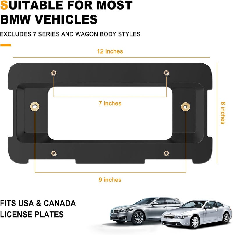 ZXFOOG حامل لوحة الترخيص الخلفي ZXFOOG لسيارات BMW من الفئات 1/2/3/5/6/X، وطرازات 328i 323i 528i M3، وميني كوبر، إطار لوحة السيارة على المصد أو صندوق الأمتعة مع براغي، بديل ل�� 51187160607 511882380615 - Image 2