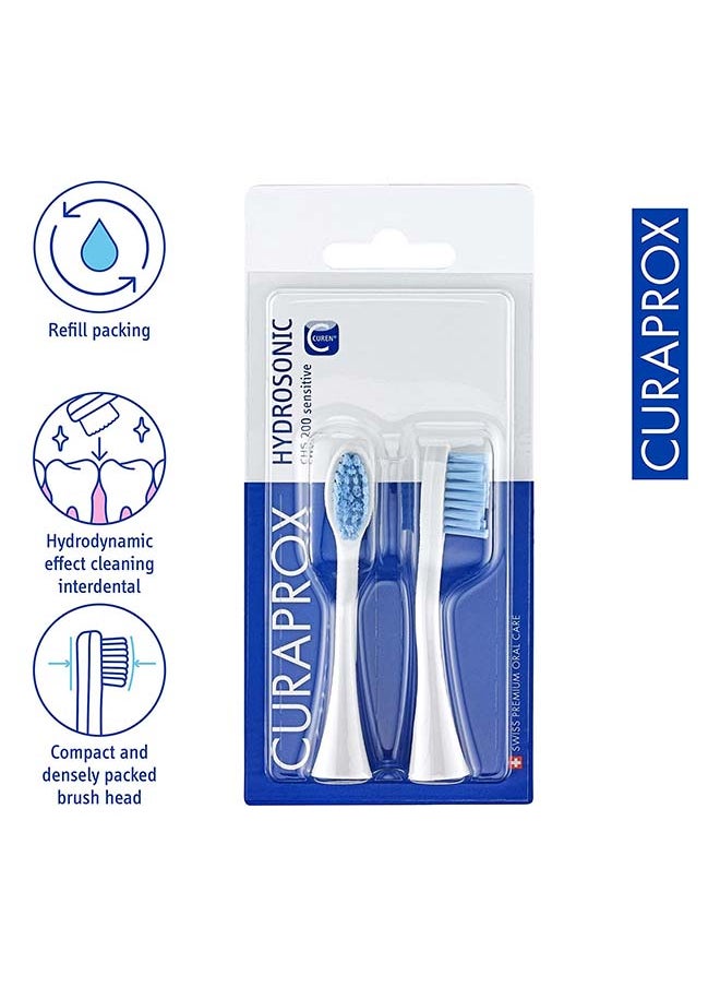 CURAPROX رؤوس فرشاة الأسنان البديلة Curaprox Hydrosonic CHS 200 Sensitive Duo، قطعتان - رؤوس فرشاة الأسنان الكهربائية Curaprox / رؤوس فرشاة الأسنان البديلة - عبوة من قطعتين  - Image 4