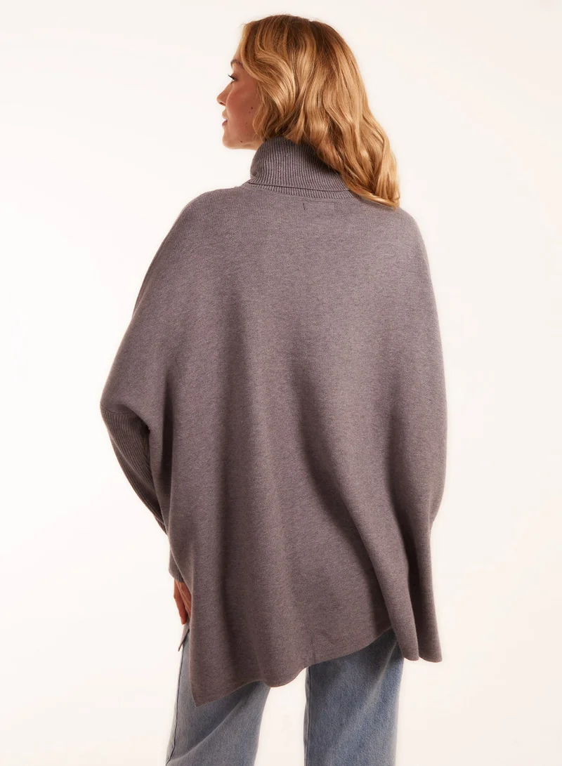Blue Vanilla High Neck Boxy Jumper