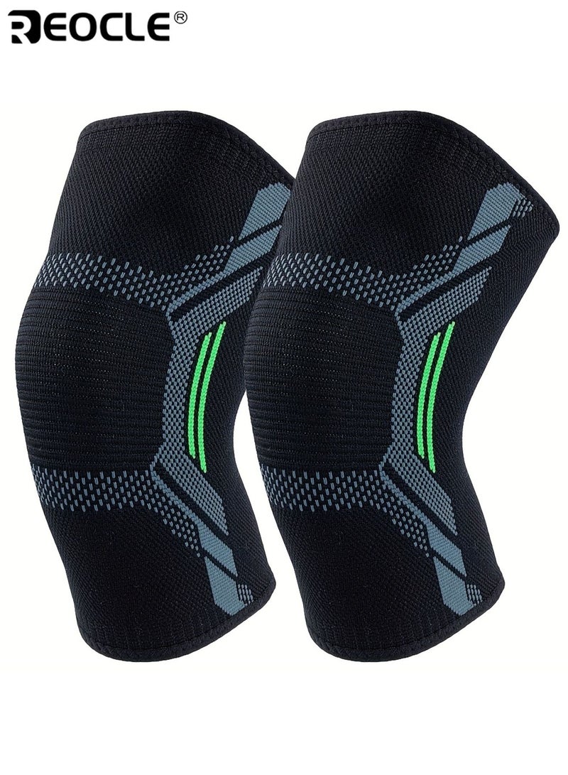 REOCLE 1 Pair Running Compression Knee Sleeves Arch and Ankle Support Sports Accessories Durable Sports Gear Compression Elastic Foot Brace for Working Out Running Gym Fitness - Image 1