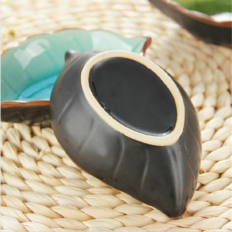 PLENARO Ceramic Dip Bowls Leaf ShapeColourfull Porcelain Dipping Soy Sauce Dish Condiments Small Bowls Perfect for BBQ SauceTomato SauceHoney Mustard and Soy Sauce RENDOMPack of 6 - Image 3