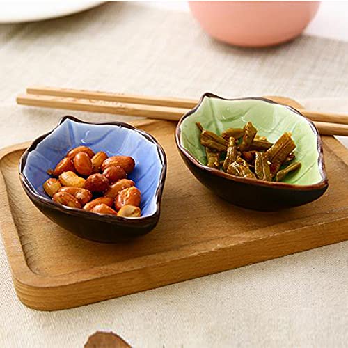 PLENARO Ceramic Dip Bowls Leaf ShapeColourfull Porcelain Dipping Soy Sauce Dish Condiments Small Bowls Perfect for BBQ SauceTomato SauceHoney Mustard and Soy Sauce RENDOMPack of 6 - Image 4