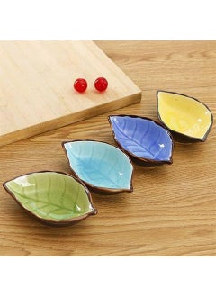 PLENARO PLENARO Ceramic Dip Bowls Leaf ShapeColourfull Porcelain Dipping Soy Sauce Dish Condiments Small Bowls Perfect for BBQ SauceTomato SauceHoney Mustard and Soy Sauce RENDOMPack of 6  - Image 2