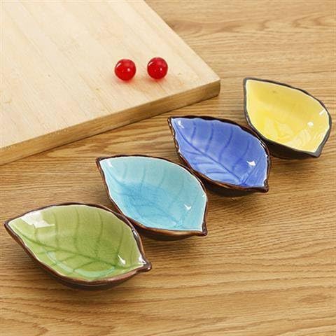 PLENARO Ceramic Dip Bowls Leaf ShapeColourfull Porcelain Dipping Soy Sauce Dish Condiments Small Bowls Perfect for BBQ SauceTomato SauceHoney Mustard and Soy Sauce RENDOMPack of 6 - Image 2