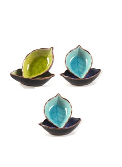 PLENARO PLENARO Ceramic Dip Bowls Leaf ShapeColourfull Porcelain Dipping Soy Sauce Dish Condiments Small Bowls Perfect for BBQ SauceTomato SauceHoney Mustard and Soy Sauce RENDOMPack of 6  - Image 1