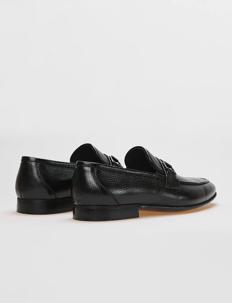 كاباني Leather Black Buckle Men's Classic Shoes
