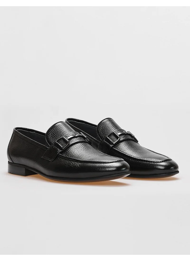 Cabani Leather Black Buckle Men's Classic Shoes