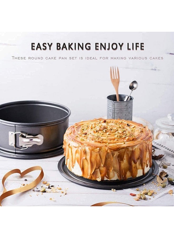 XACTON Cake 3 Pieces of Teflon Coated Spring Form Cake Mould Pan Set | Baking Tray | Removable Cake Mould | 3 Pc Spring Form Round Cake Mould - Black (7-8-9 Inch) - Image 2