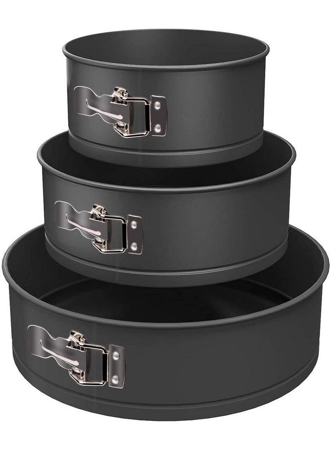 XACTON Cake 3 Pieces of Teflon Coated Spring Form Cake Mould Pan Set | Baking Tray | Removable Cake Mould | 3 Pc Spring Form Round Cake Mould - Black (7-8-9 Inch) - Image 1