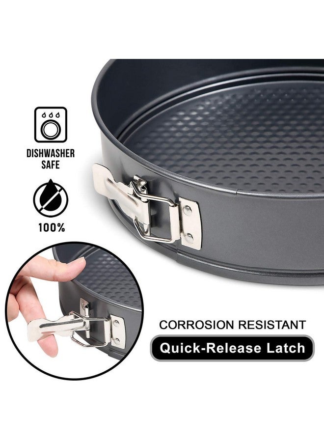 XACTON Cake 3 Pieces of Teflon Coated Spring Form Cake Mould Pan Set | Baking Tray | Removable Cake Mould | 3 Pc Spring Form Round Cake Mould - Black (7-8-9 Inch) - Image 4