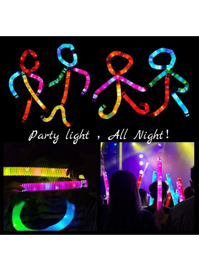 Pop Tubes Flash Bellows LED Light Luminous Telescopic Tube Luminous Decompression Tube Toy-Color:Four-color-Specifications:2.9cm  - Image 1