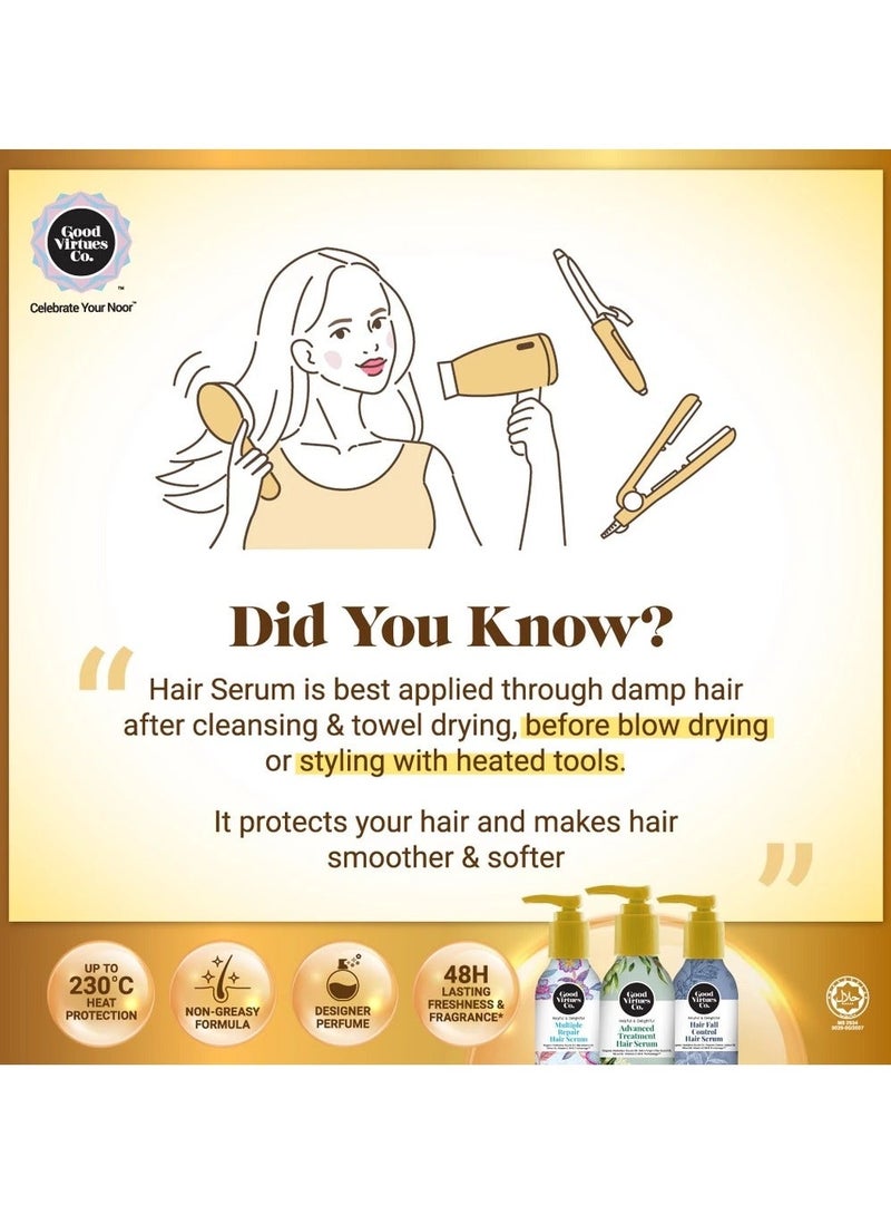 Good Virtues Co. 2 Piece Multiple Repair Hair Serum Organic Habbatus Sauda Oil, Macadamia Oil, Olive Oil, Vitamin E Oil & Trichomeg 100ml - Image 5