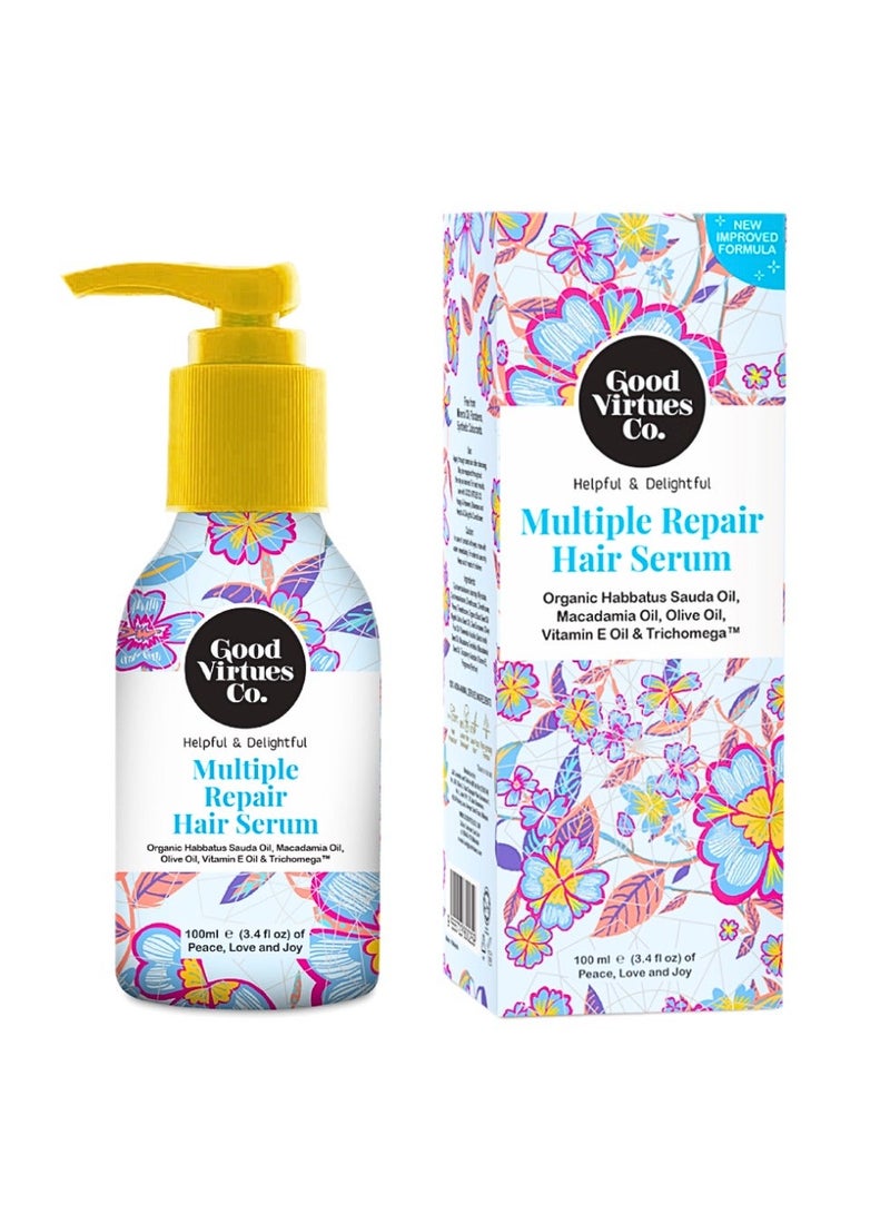 Good Virtues Co. 2 Piece Multiple Repair Hair Serum Organic Habbatus Sauda Oil, Macadamia Oil, Olive Oil, Vitamin E Oil & Trichomeg 100ml - Image 2