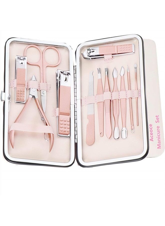 Aceoce Manicure Set Professional Ultra Sharp Sturdy Men Women Grooming kit Stainless Steel Nail Clippers Set Manicure Pedicure Set Professional 12 in 1 Grooming Travel Case  - Image 1