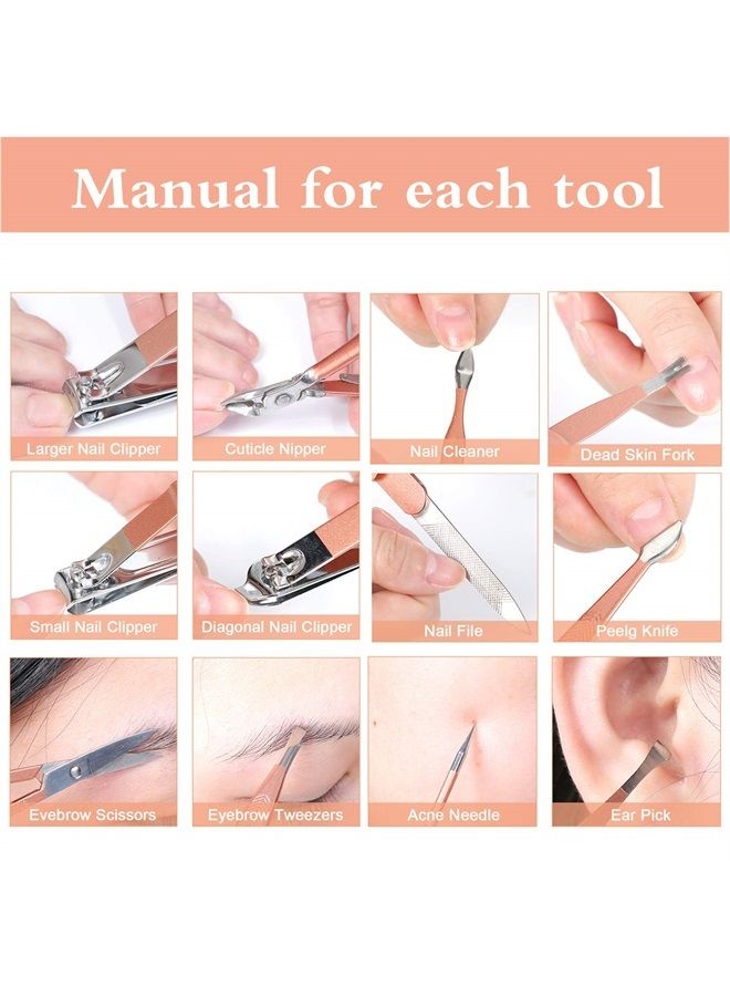 Aceoce Manicure Set Professional Ultra Sharp Sturdy Men Women Grooming kit Stainless Steel Nail Clippers Set Manicure Pedicure Set Professional 12 in 1 Grooming Travel Case  - Image 3