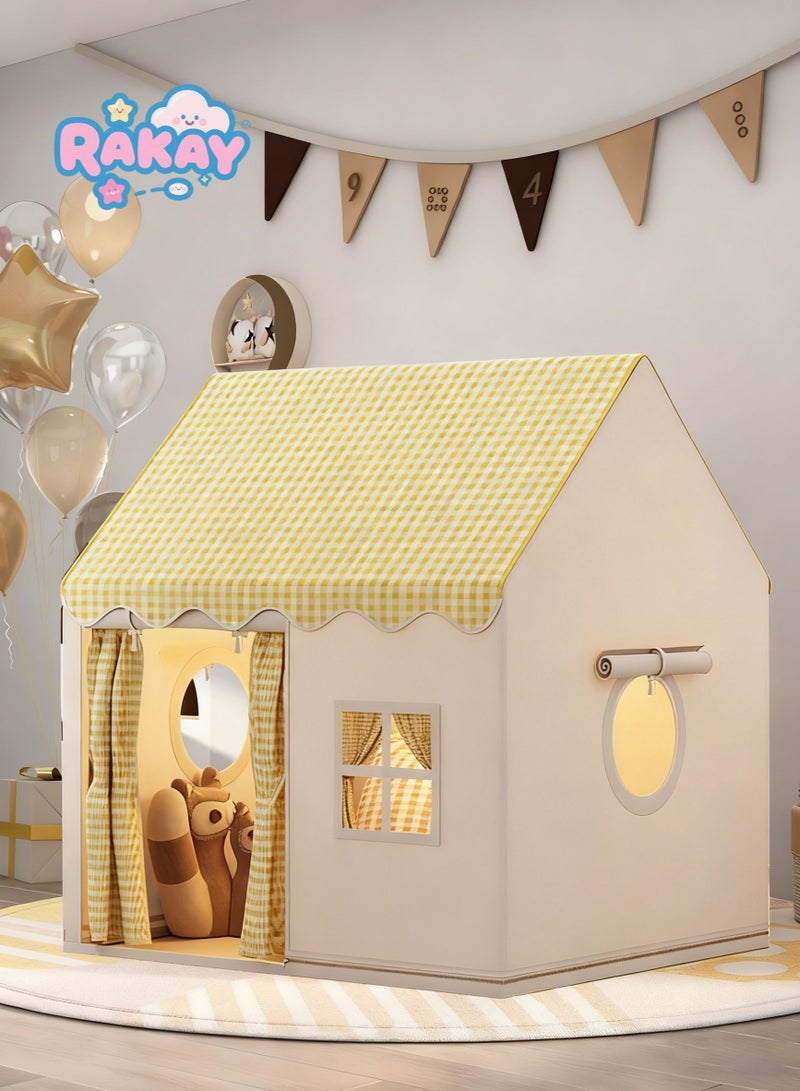 RAKAY Children's play tent with windows, size 130x105x120cm, portable Kids tent, suitable for indoor and outdoor castle playhouse, easy to set up and fold, provides ample play space, children's birthday gift, suitable for kids aged 3-12 - Image 1