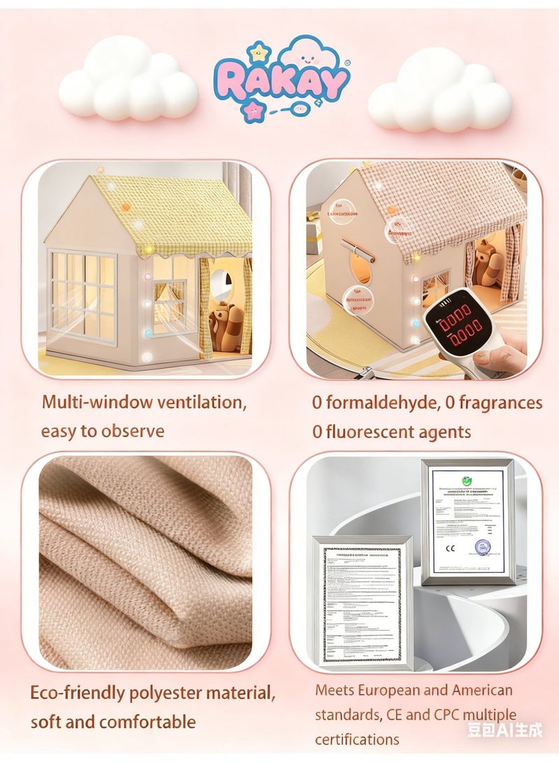 RAKAY Children's play tent with windows, size 130x105x120cm, portable Kids tent, suitable for indoor and outdoor castle playhouse, easy to set up and fold, provides ample play space, children's birthday gift, suitable for kids aged 3-12 - Image 2