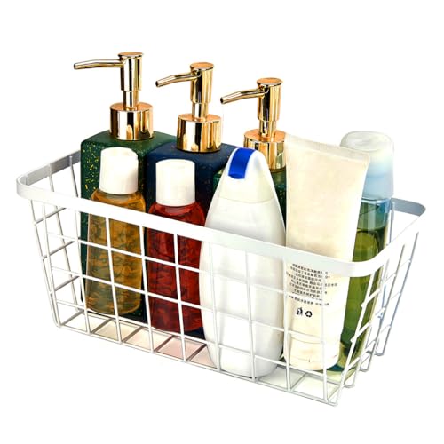 LeleCAT 2 Set LeleCAT Hanging Wall Basket Organizer, Over the Cabinet Door Adhesive Wire Baskets for Organizing Kitchen Food Pantry Bathroom Shelf Storage No Drilling Wall Mounted,White - Image 4
