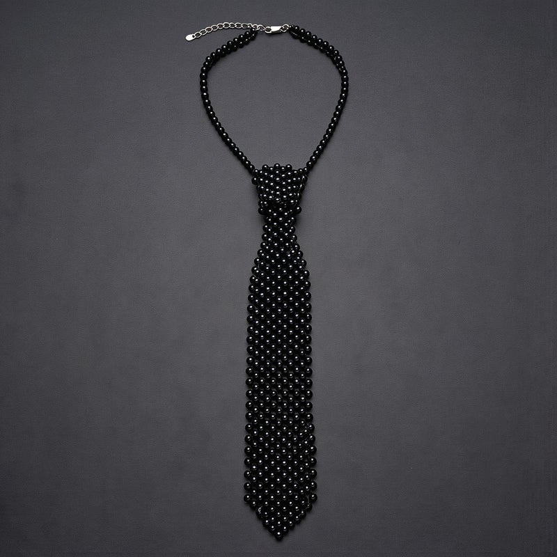 Women Fashion Pearl Beaded Tie Unisex Style For All Age Groups Teen Adult Lady - Image 3