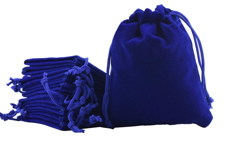 Sansam 50pcs Small Royal Blue Drawstrings Velvet Bags for Jewelry Gift Wedding Favors Candy Bags Party Favors 40x48