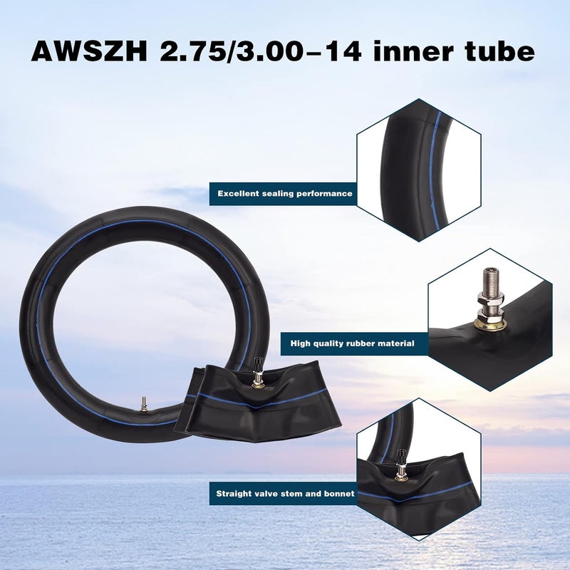 أنبوب داخلي للدراجة النارية مقاس 2.75/3.00-14 مع صمام هواء متوافق مع دراجات 125cc و140cc من نوع Pit Pro Trail Foot Dirt Bike (قطعة واحدة) - Image 3