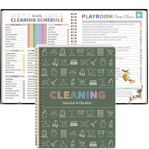 Kamoy Adhd Cleaning Planner for Adults Women, Cleaning Schedule and Checklist Organizer, Household Cleaning Planner with Daily/Weekly/Monthly Task,for Home, Family Cleaning Tasks, DIY Home Improvement - Green - Image 1