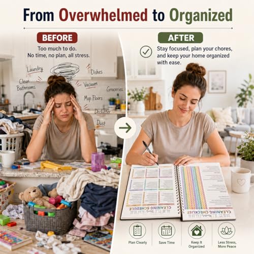 Kamoy Adhd Cleaning Planner for Adults Women, Cleaning Schedule and Checklist Organizer, Household Cleaning Planner with Daily/Weekly/Monthly Task,for Home, Family Cleaning Tasks, DIY Home Improvement - Green - Image 2