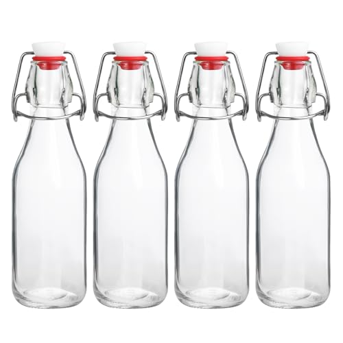 JOBVERT Swing Top Bottles85oz 4 Pack Flip Top Glass Bottle with Airtight Grolsch Closures Reusable for Kombucha Beer Cold Brew Homemade Beverages Storage - Image 1