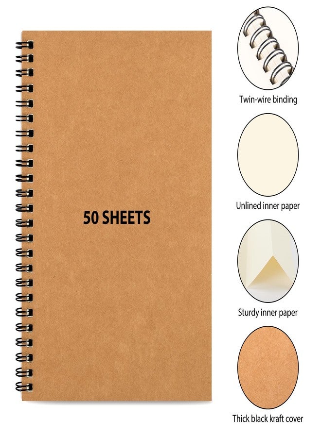 LABUK 7pcs A5 Size Brown Spiral Notebooks, Wireless Blank Sketchbook Notepad Diary, with Kraft Paper Cover, 100gsm, 50 Sheets (100 Pages) per Pad, 8.3 x 5.8 Inches - Image 3
