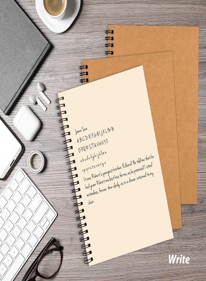 LABUK 7pcs A5 Size Brown Spiral Notebooks, Wireless Blank Sketchbook Notepad Diary, with Kraft Paper Cover, 100gsm, 50 Sheets (100 Pages) per Pad, 8.3 x 5.8 Inches - Image 4