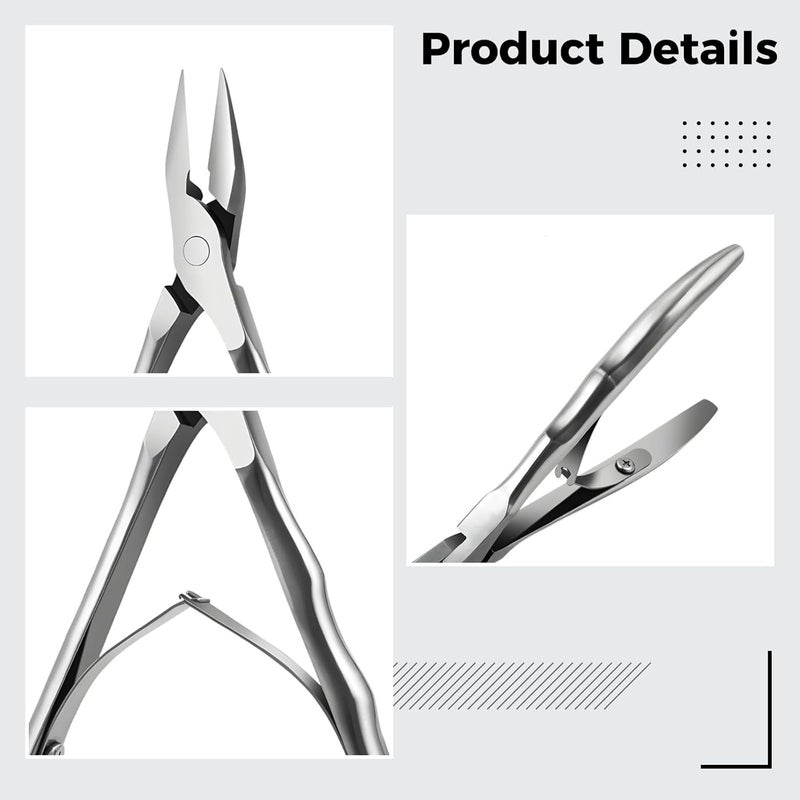 Global upgraded practical design 5.1 in Professional Cuticle Nippers, Stainless Steel Nail Tool with Straight Edge and Wave Handle for Nail Art Ventilated design - Image 5